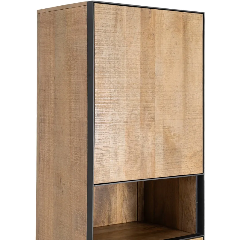 Buffet moderne chic Haut 2 portes 1 niche en Bois de manguier Naturel Métal Noir Ohio - 4