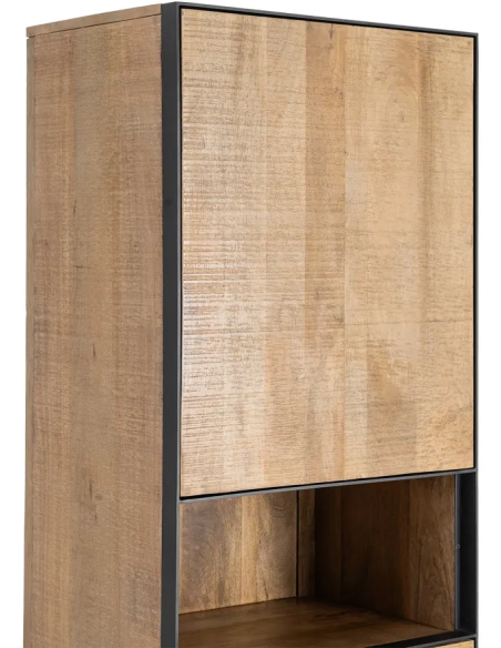 Buffet moderne chic Haut 2 portes 1 niche en Bois de manguier Naturel Métal Noir Ohio - 4