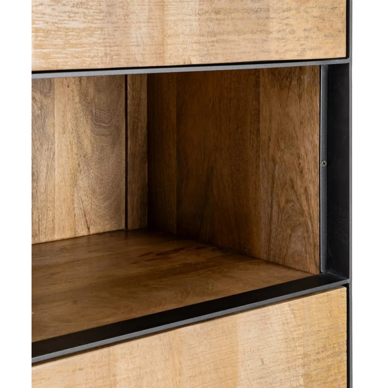 Buffet moderne chic Haut 2 portes 1 niche en Bois de manguier Naturel Métal Noir Ohio - 5