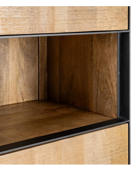 Buffet moderne chic Haut 2 portes 1 niche en Bois de manguier Naturel Métal Noir Ohio - 5