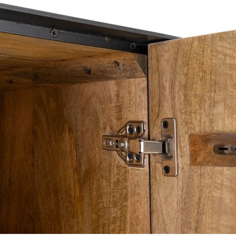 Buffet moderne chic Haut 2 portes 1 niche en Bois de manguier Naturel Métal Noir Ohio - 6