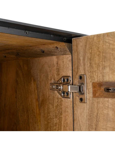 Buffet moderne chic Haut 2 portes 1 niche en Bois de manguier Naturel Métal Noir Ohio - 6