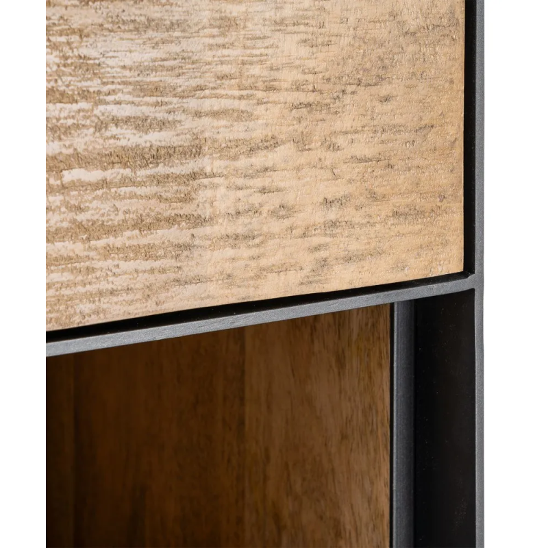 Buffet moderne chic Haut 2 portes 1 niche en Bois de manguier Naturel Métal Noir Ohio - 7