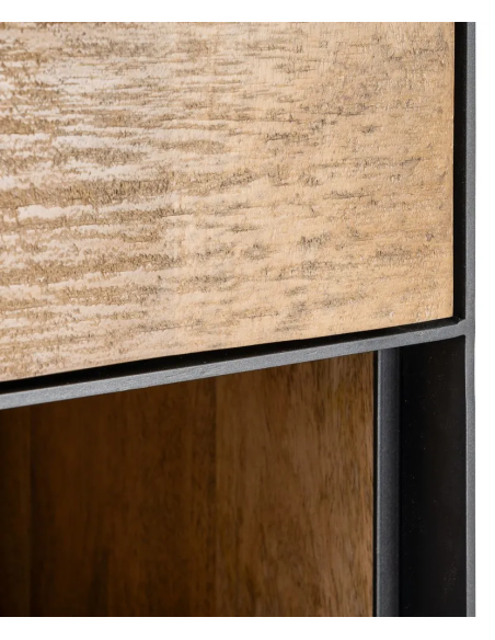 Buffet moderne chic Haut 2 portes 1 niche en Bois de manguier Naturel Métal Noir Ohio - 7