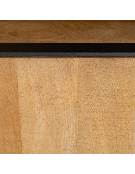 Buffet moderne chic Haut 2 portes 1 niche en Bois de manguier Naturel Métal Noir Ohio - 8