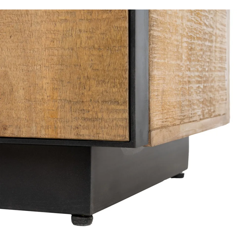 Buffet moderne chic Haut 2 portes 1 niche en Bois de manguier Naturel Métal Noir Ohio - 10