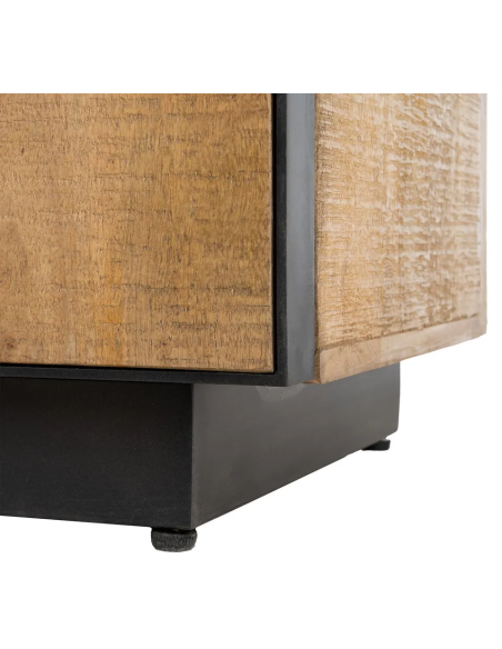 Buffet moderne chic Haut 2 portes 1 niche en Bois de manguier Naturel Métal Noir Ohio - 10