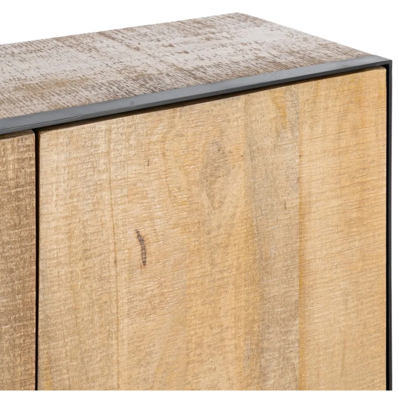 Buffet moderne chic Bas 3 portes en Bois de manguier Naturel Métal Noir Ohio - 5