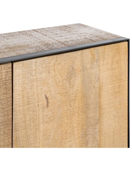 Buffet moderne chic Bas 3 portes en Bois de manguier Naturel Métal Noir Ohio - 5