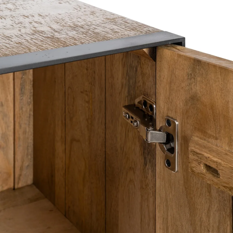 Buffet moderne chic Bas 3 portes en Bois de manguier Naturel Métal Noir Ohio - 8