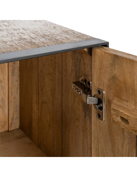 Buffet moderne chic Bas 3 portes en Bois de manguier Naturel Métal Noir Ohio - 8