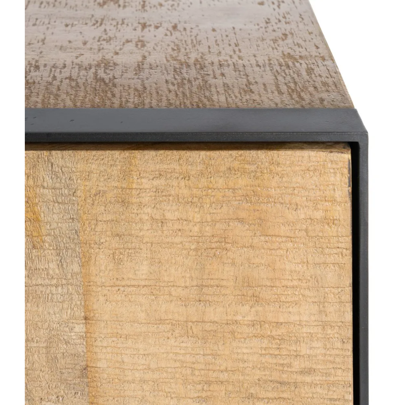 Buffet moderne chic Bas 3 portes en Bois de manguier Naturel Métal Noir Ohio - 9