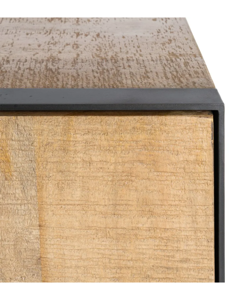 Buffet moderne chic Bas 3 portes en Bois de manguier Naturel Métal Noir Ohio - 9
