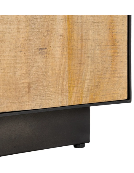 Buffet moderne chic Bas 3 portes en Bois de manguier Naturel Métal Noir Ohio - 11