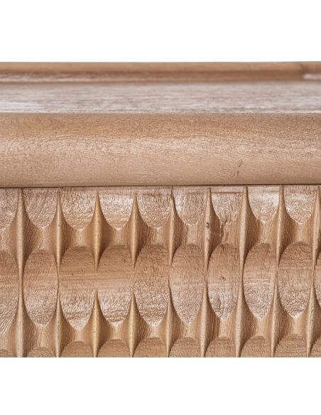 Grand Buffet organique moderne Bas 3 portes en Bois de manguier Naturel Métal Noir Rosian - 8