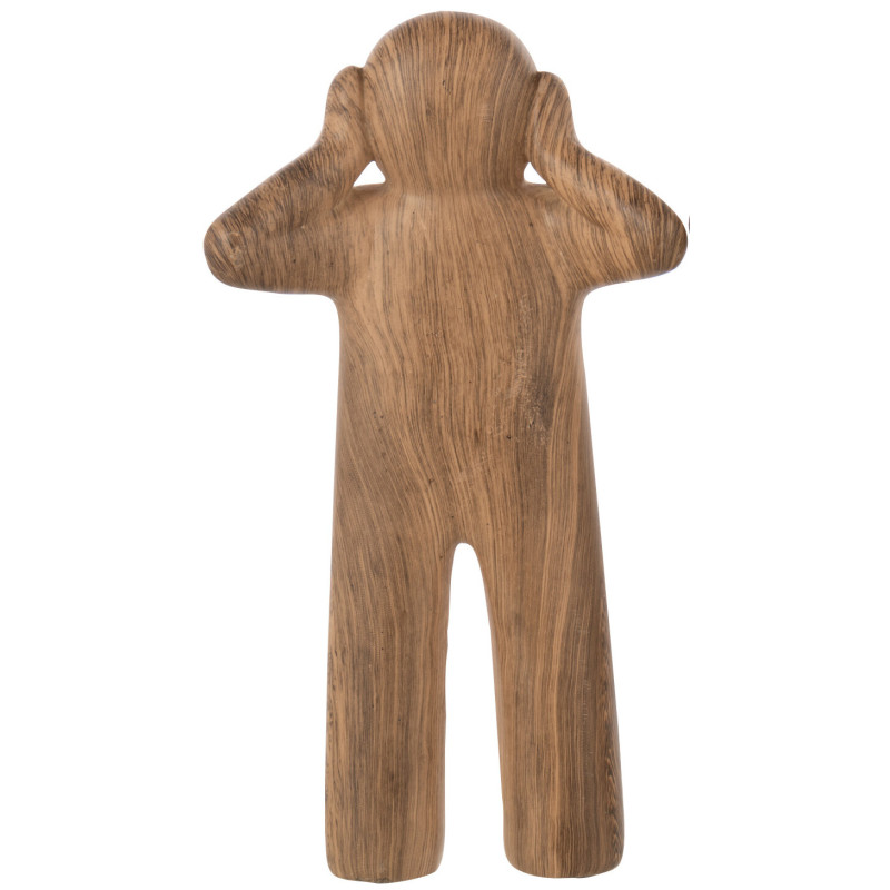 Statuettes déco modernes Voir Entendre Se taire Hauteur 29 cm en Résine Marron Imitation bois P'tit Maurice (Lot de 3) - 3