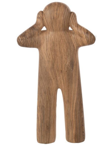 Statuettes déco modernes Voir Entendre Se taire Hauteur 29 cm en Résine Marron Imitation bois P'tit Maurice (Lot de 3) - 3