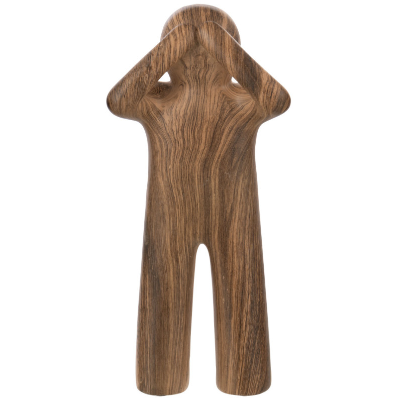 Statuettes déco modernes Voir Entendre Se taire Hauteur 29 cm en Résine Marron Imitation bois P'tit Maurice (Lot de 3) - 4
