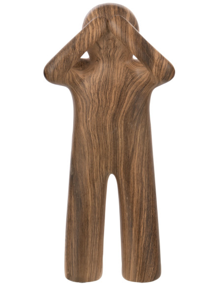 Statuettes déco modernes Voir Entendre Se taire Hauteur 29 cm en Résine Marron Imitation bois P'tit Maurice (Lot de 3) - 4