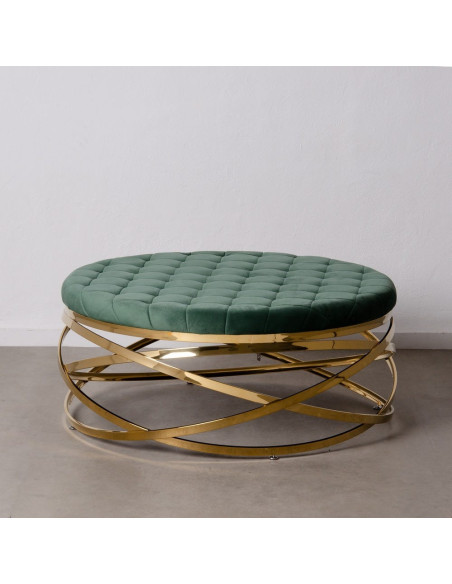 Table basse Ronde en Velours Vert Métal Doré Gabbie - 10