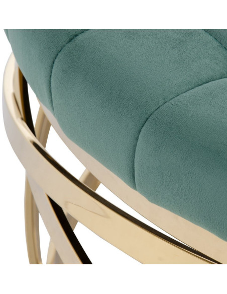 Table basse Ronde en Velours Vert Métal Doré Gabbie - 3