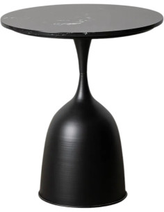 Table d'appoint moderne chic Ronde en Métal Marbre Noir Itzani - 1
