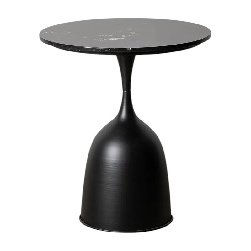 Table d'appoint moderne chic Ronde en Métal Marbre Noir Itzani - 1