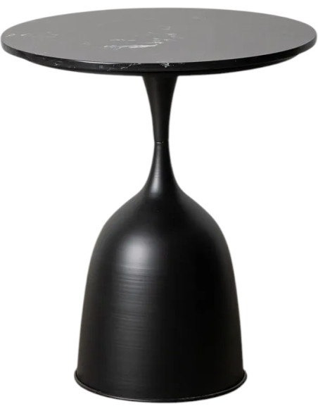 Table d'appoint moderne chic Ronde en Métal Marbre Noir Itzani - 1