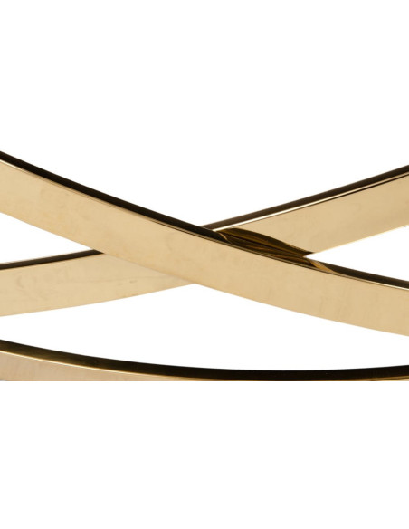 Table basse Ronde en Velours Vert Métal Doré Gabbie - 7