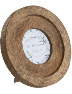 Cadre photo rustique chic Rond pour photo 10x10 Bois de manguier Naturel Nuven - 1