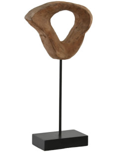 Sculpture moderne sur pied Tronc Hauteur 44 cm Bois de manguier Naturel Métal Noir Rasen - 1