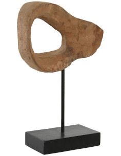Sculpture moderne sur pied Tronc Hauteur 34 cm Bois de manguier Naturel Métal Noir Rasen - 1