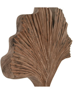 Sculpture moderne sur pied Feuille Ginkgo Hauteur 40 cm Bois de manguier Naturel Métal Noir Narelo - 2