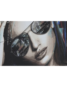 Grande Toile murale peinte Femme sexy Street Art 80x120 Cadre en PS effet bois naturel Talvia (Lot de 2) - 1 2