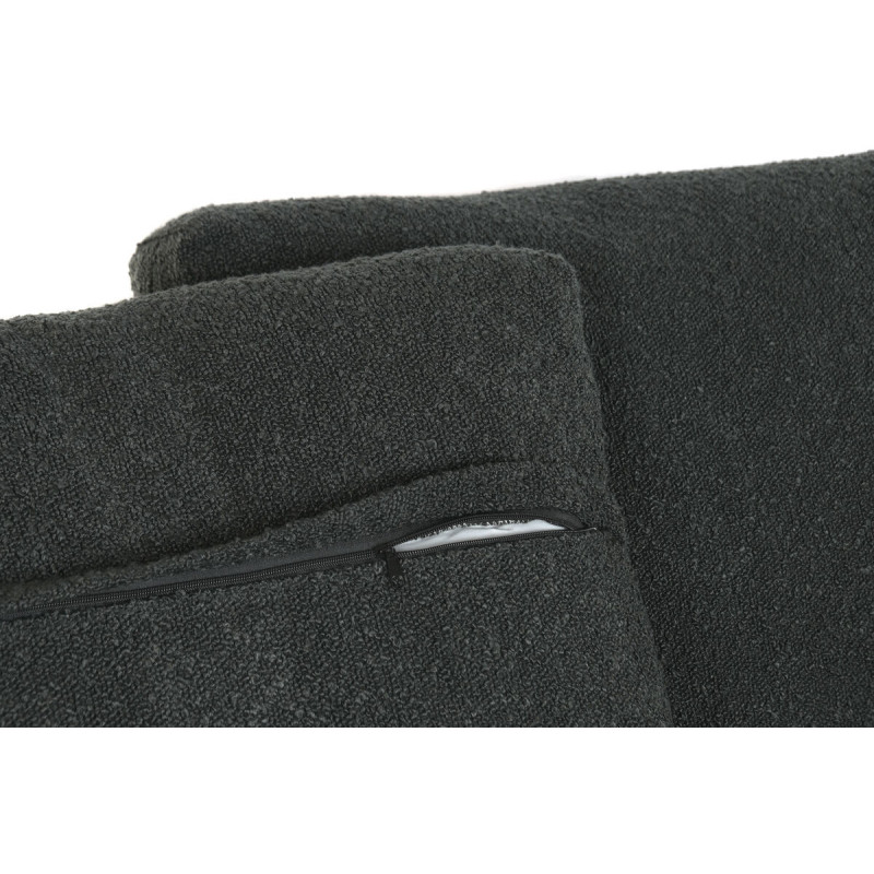 Canapé Japandi chic Droit 2 places Bois de pin recyclé Naturel Vieilli Tissu Noir Nerio - 3