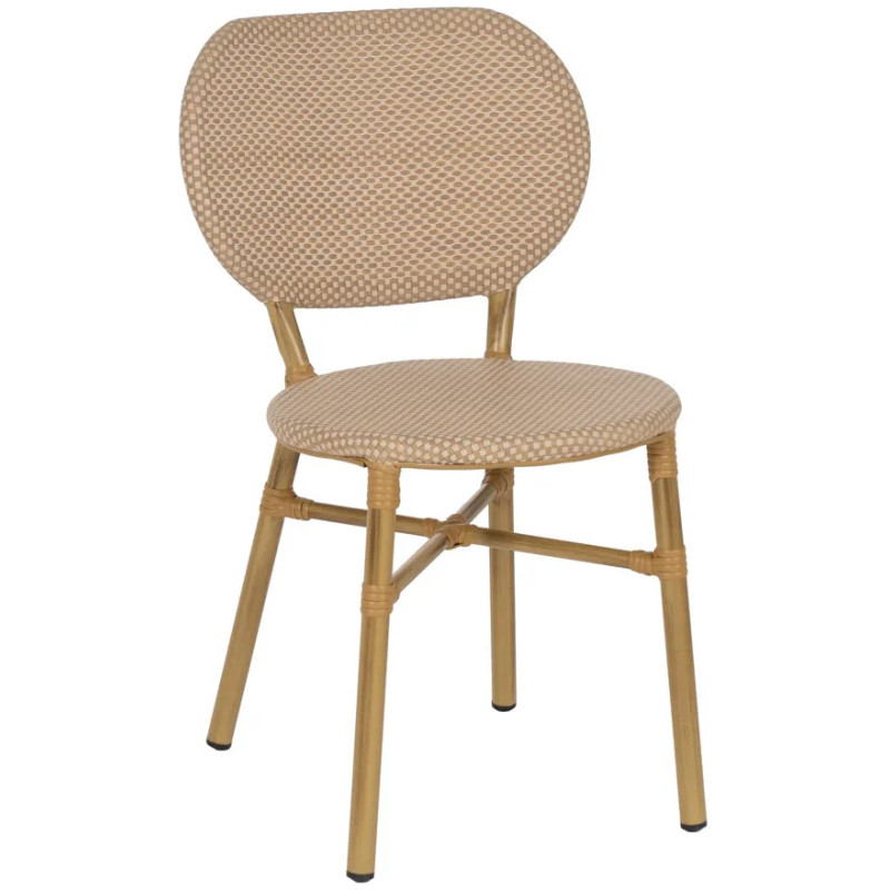 Chaise bistrot parisien en Métal Textilène Beige Wenda (Lot de 2) - 1