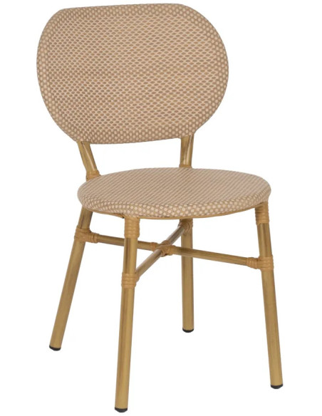 Chaise bistrot parisien en Métal Textilène Beige Wenda (Lot de 2) - 1