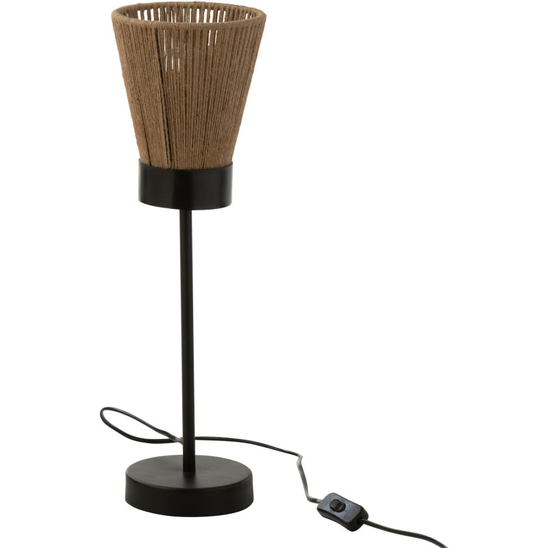Lampe à poser Luna en Jute Naturel Métal Noir - 1