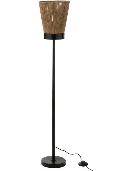 Lampadaire sur pied Luna 120 cm en Jute Naturel Métal Noir - 1