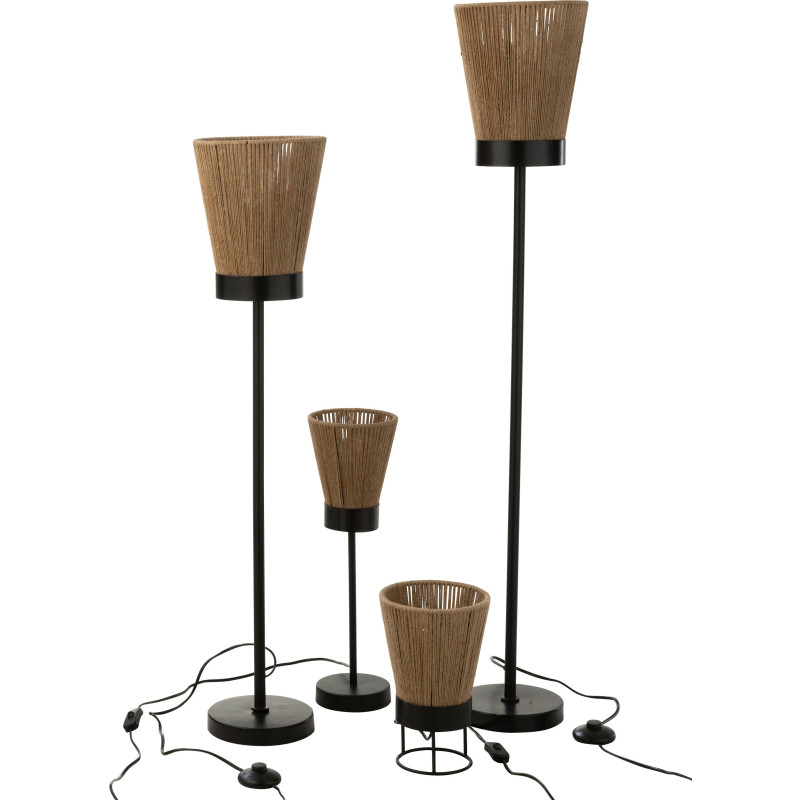 Lampadaire sur pied Luna 120 cm en Jute Naturel Métal Noir - 4