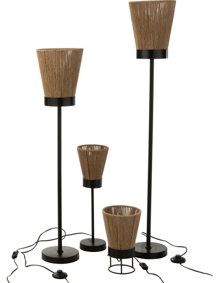 Lampadaire sur pied Luna 120 cm en Jute Naturel Métal Noir - 4