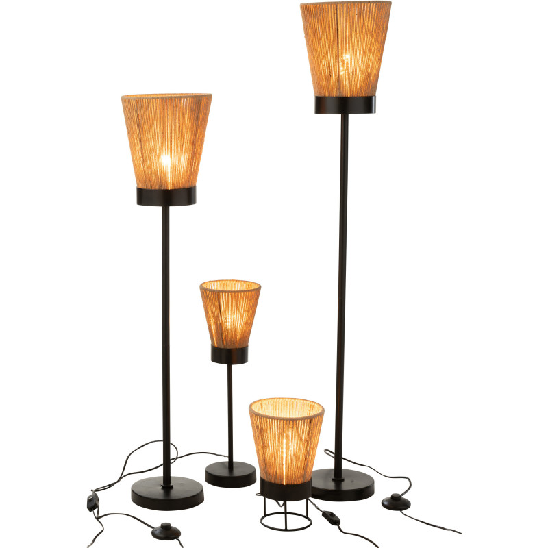 Lampadaire sur pied Luna 120 cm en Jute Naturel Métal Noir - 5