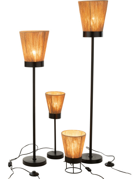 Lampadaire sur pied Luna 120 cm en Jute Naturel Métal Noir - 5