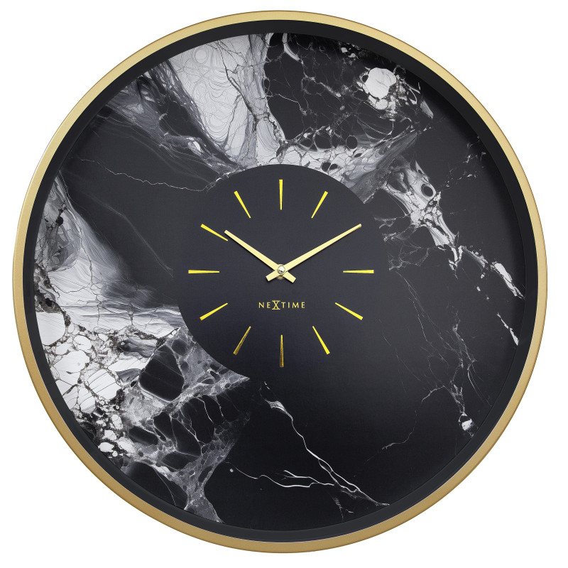 Large Wall Clock 48cm-Silent-Aluminium-NeXtime 'Marble Duo' - 1