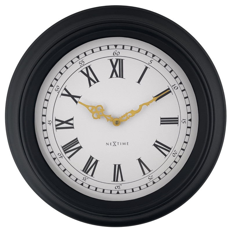 Wall clock 40cm-Silent-Black/Grey-Plastic-NeXtime 'Chopin' - 1