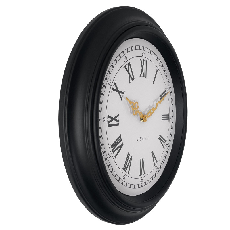 Wall clock 40cm-Silent-Black/Grey-Plastic-NeXtime 'Chopin' - 2