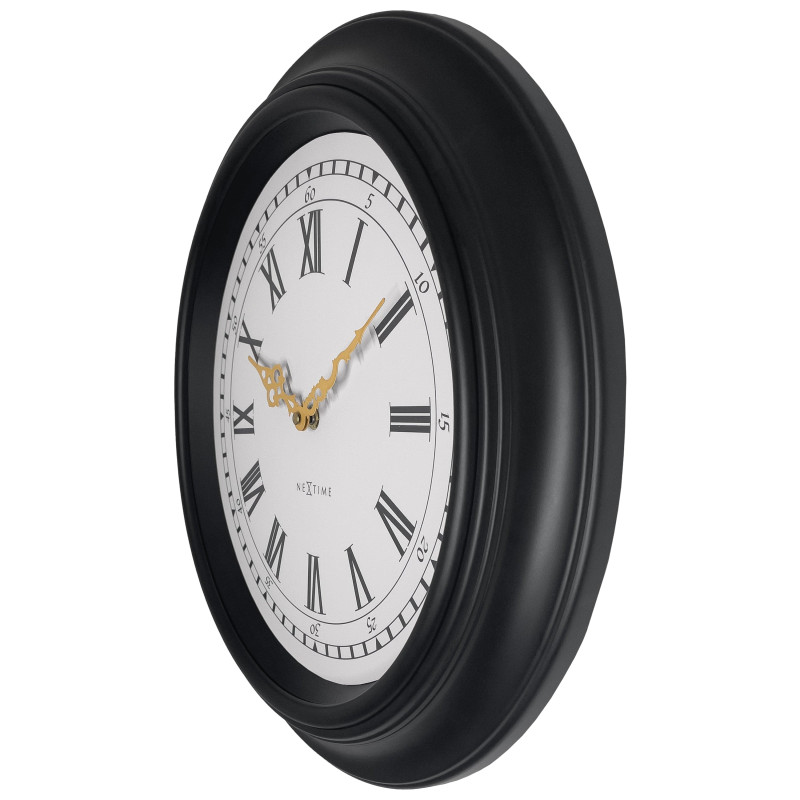 Wall clock 40cm-Silent-Black/Grey-Plastic-NeXtime 'Chopin' - 3