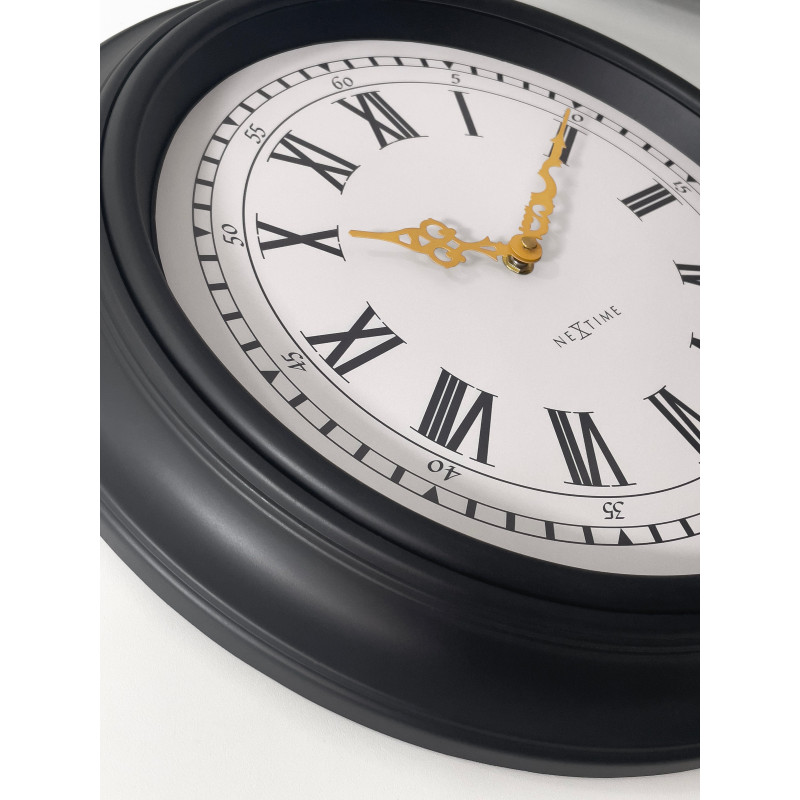 Wall clock 40cm-Silent-Black/Grey-Plastic-NeXtime 'Chopin' - 4