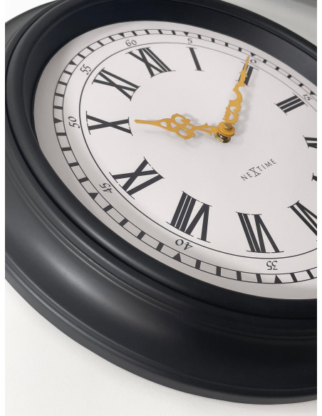 Wall clock 40cm-Silent-Black/Grey-Plastic-NeXtime 'Chopin' - 4