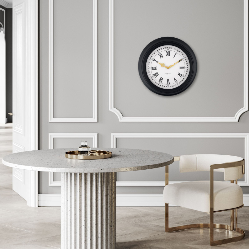 Wall clock 40cm-Silent-Black/Grey-Plastic-NeXtime 'Chopin' - 5